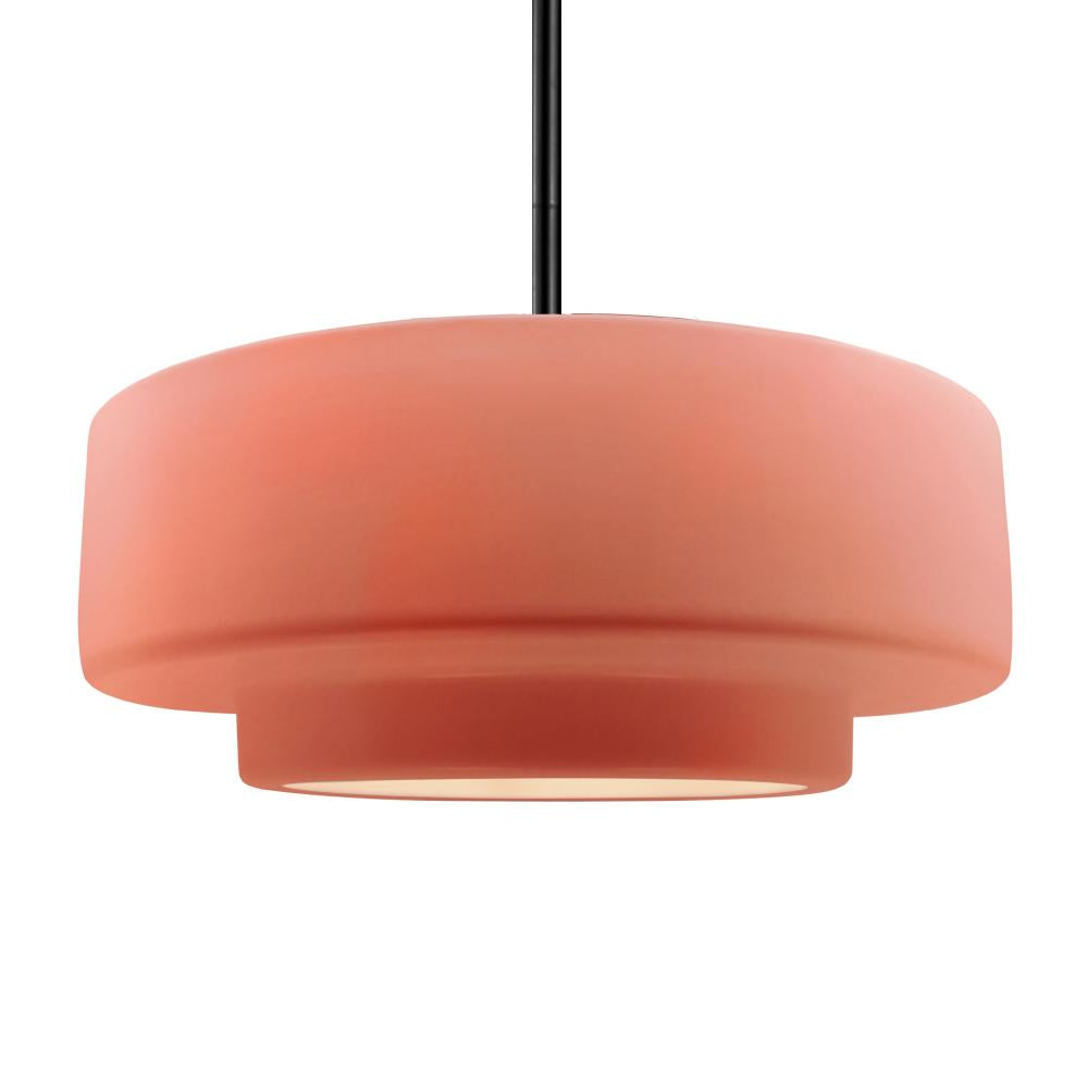 Justice Design Group RADIANCE CER-6545-BSH-MBLK-RIGID-LED1-700 Pendant - Gloss Blush