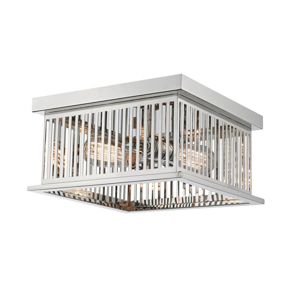 2 Light Flush Mount Light-Polished Nickel