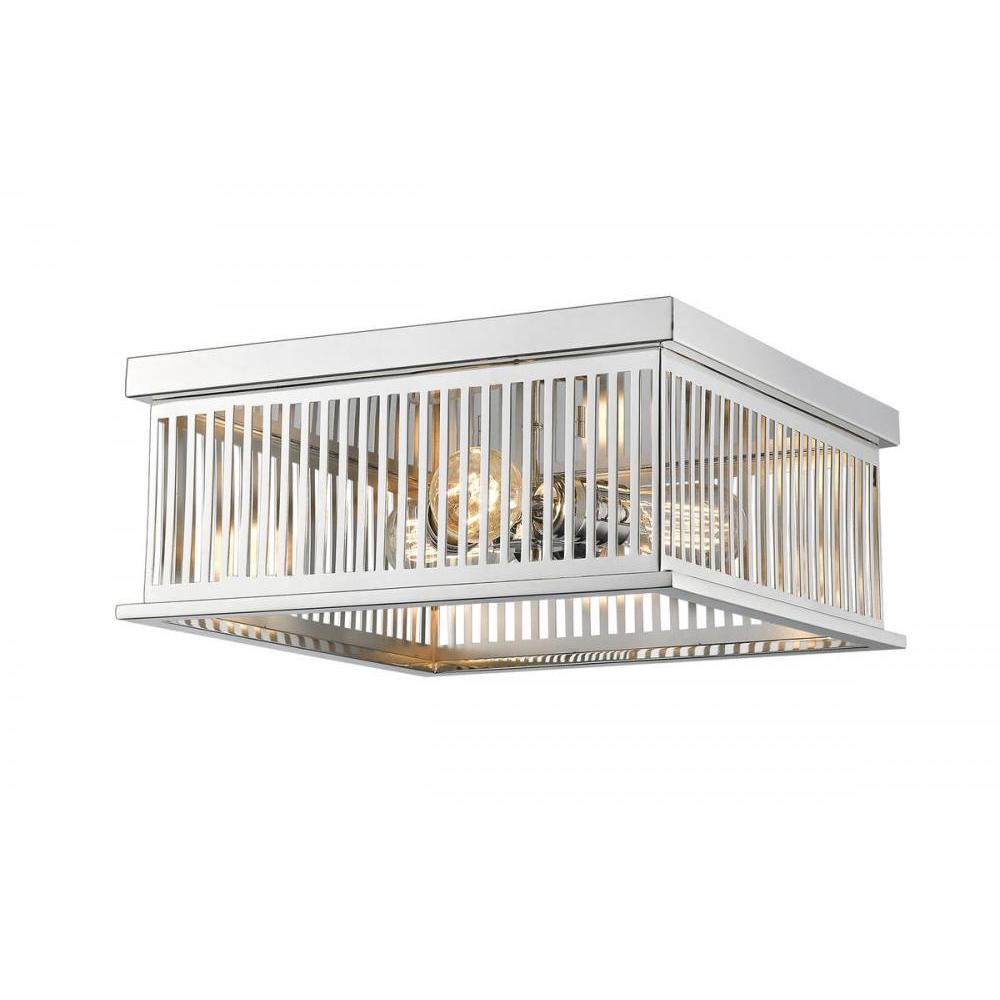 3 Light Flush Mount Light-Polished Nickel