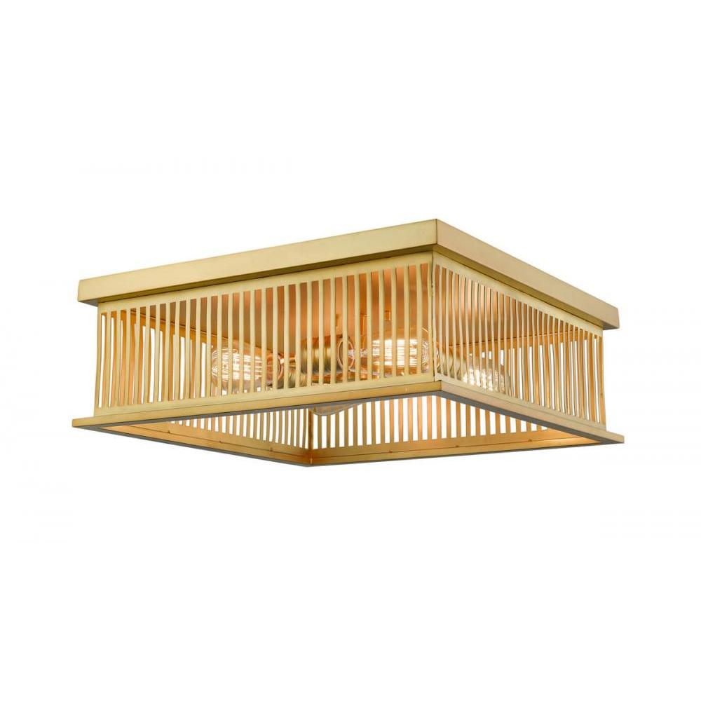 4 Light Flush Mount Light-Brass