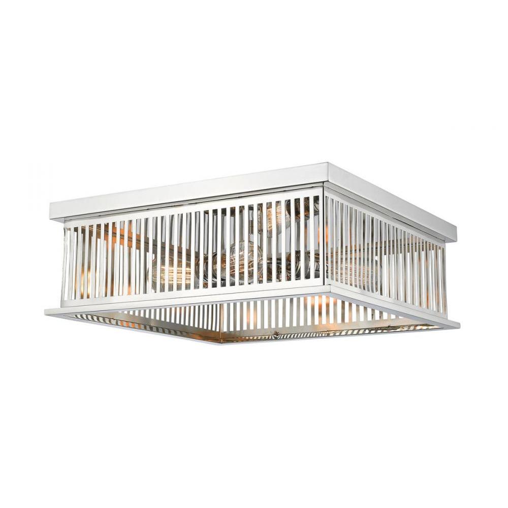 4 Light Flush Mount Light-Polished Nickel