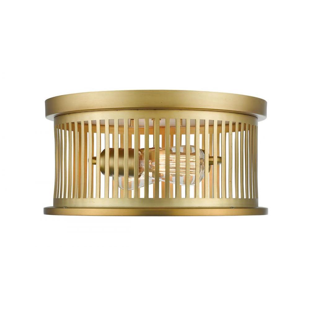 2 Light Flush Mount Light-Brass