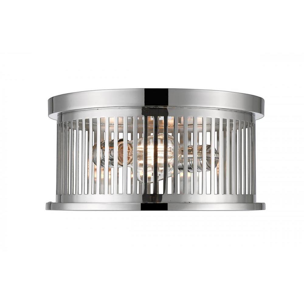 2 Light Flush Mount Light-Polished Nickel