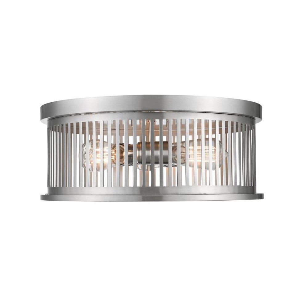 3 Light Flush Mount Light-Brushed Nickel