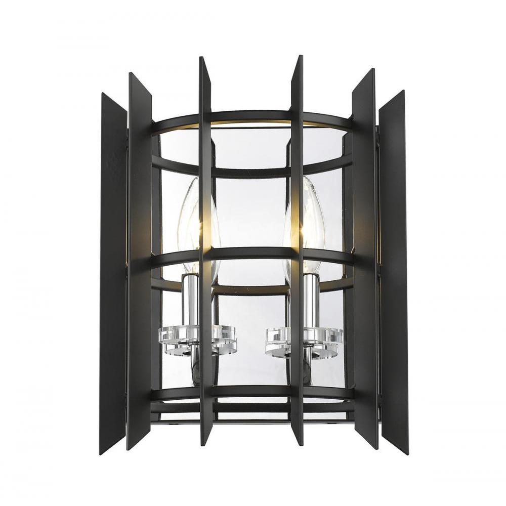 2 Light Wall Sconce-Matte Black