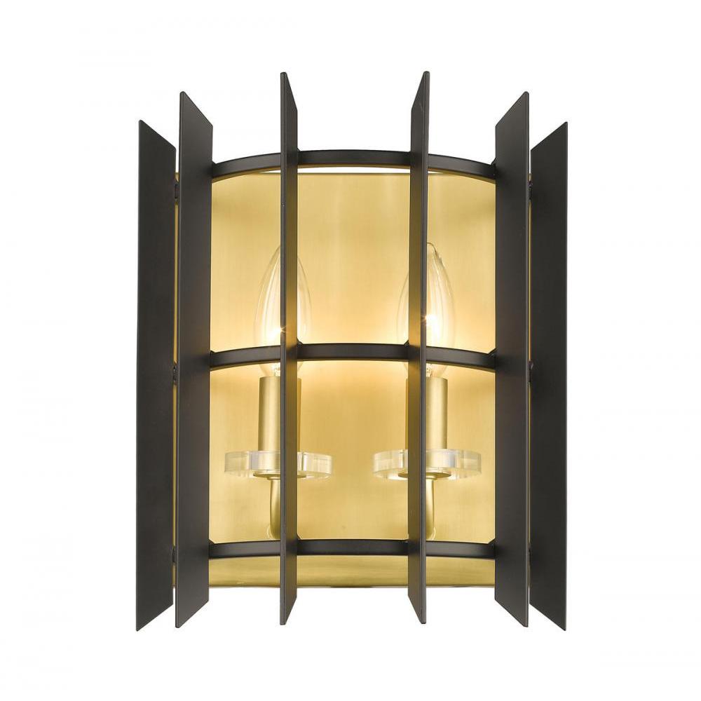 2 Light Wall Sconce-Matte Black