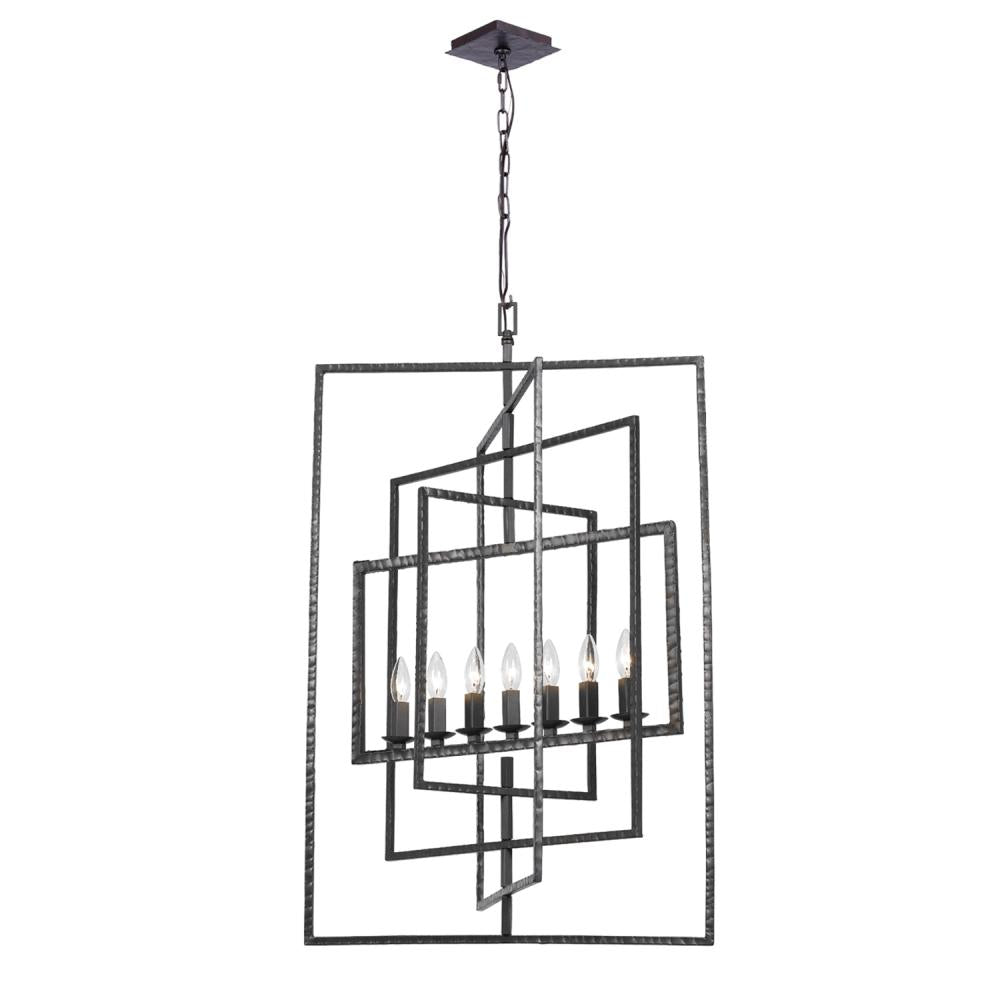 Crystorama Lighting Crystorama339-RS Capri 7 Light Lantern Chandelier, UL Damp Rated, Raw Steel