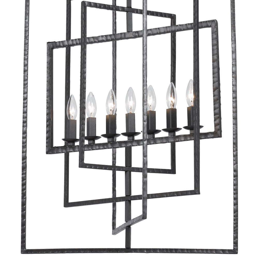 Crystorama Lighting Crystorama339-RS Capri 7 Light Lantern Chandelier, UL Damp Rated, Raw Steel