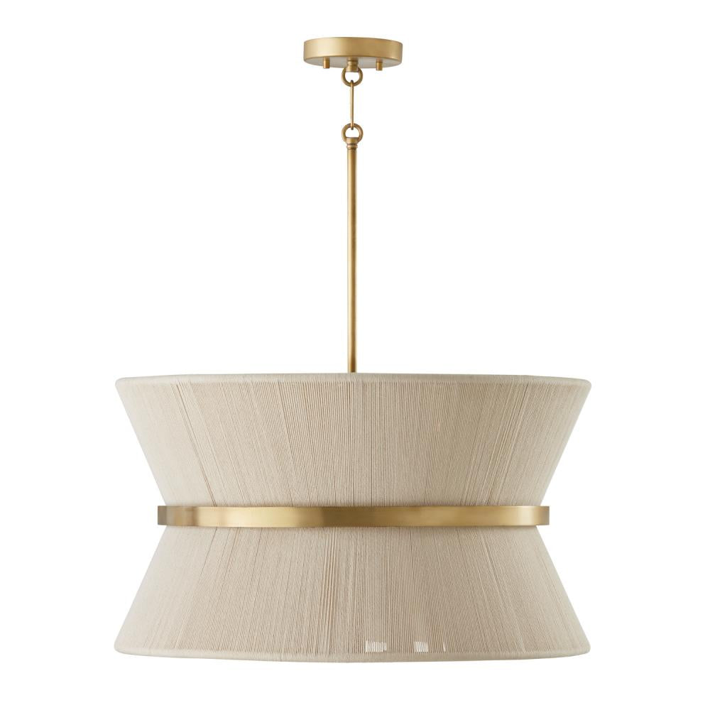 Capital Lighting CECILIA 341281NP Pendant Transitional - Bleached Natural Rope And Patinaed Brass