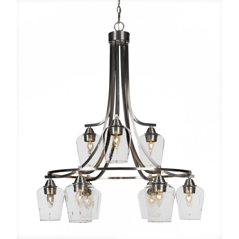 Toltec Company PARAMOUNT 3419-BN-210 Chandelier Art Glass - Nickel