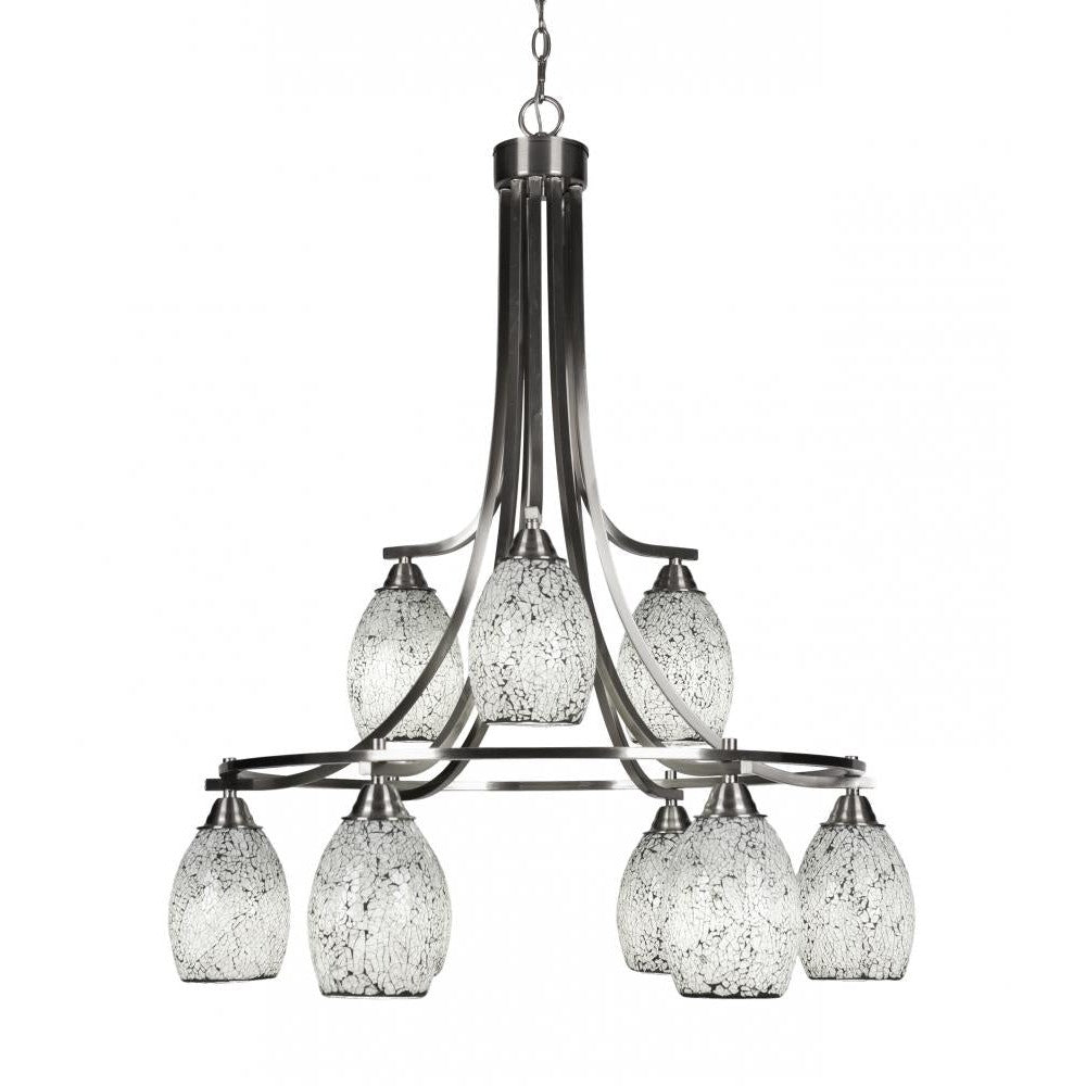 Toltec Company PARAMOUNT 3419-BN-4165 Chandelier Art Glass - Nickel