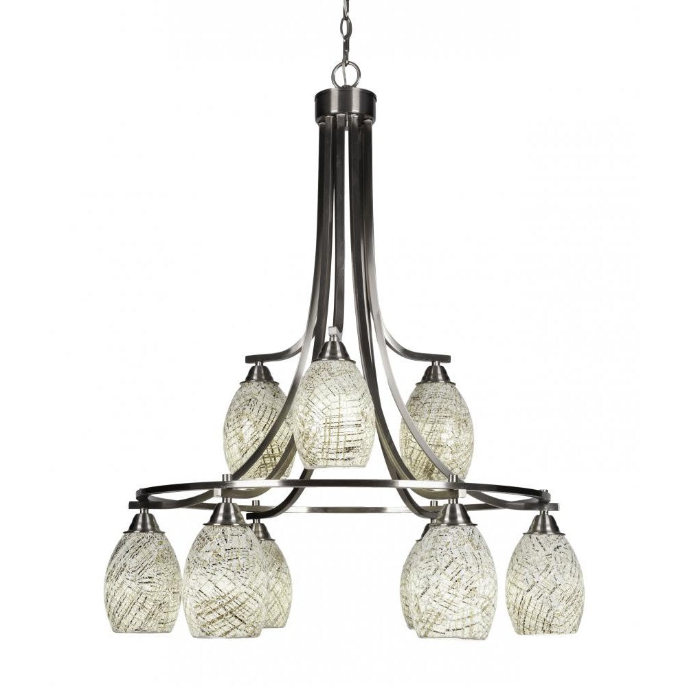 Toltec Company PARAMOUNT 3419-BN-5054 Chandelier Art Glass - Nickel