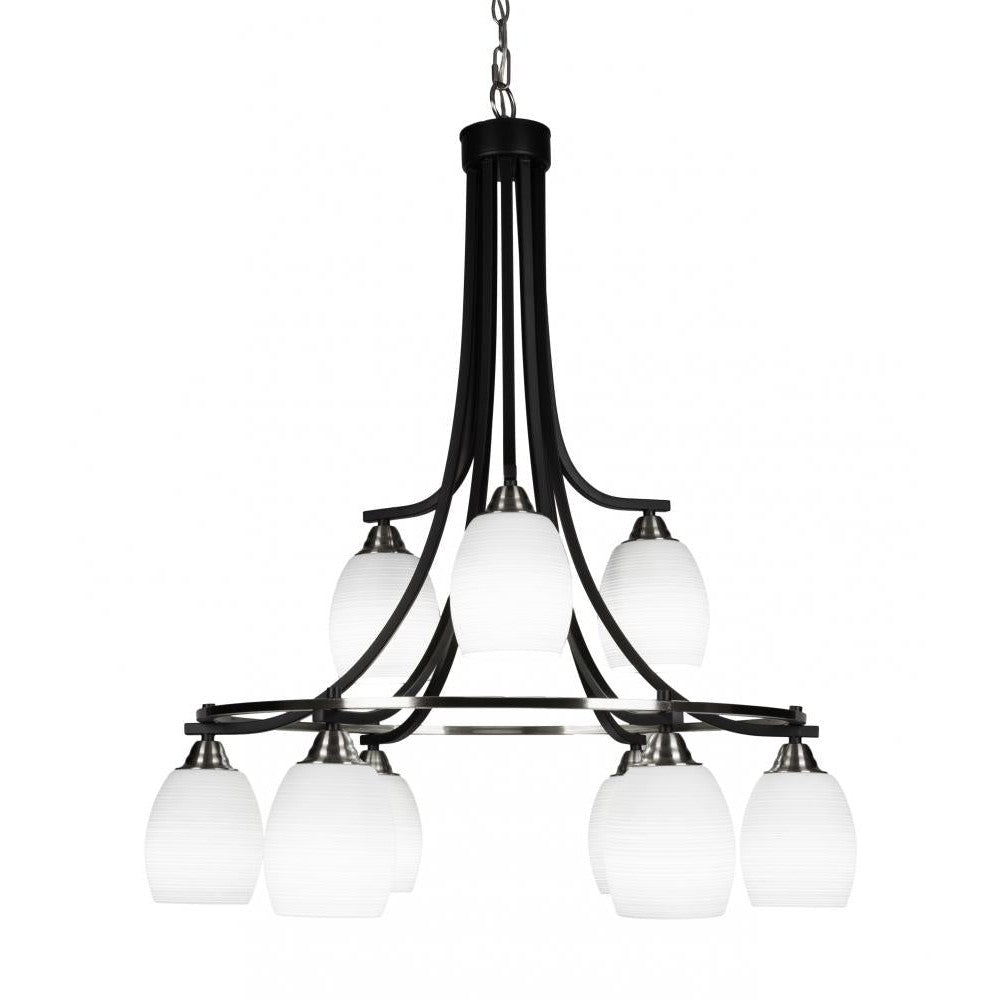 Toltec Company PARAMOUNT 3419-MBBN-4021 Chandelier Art Glass - Black