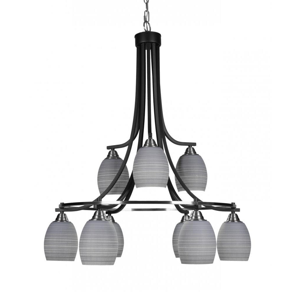 Toltec Company PARAMOUNT 3419-MBBN-4022 Chandelier Art Glass - Black