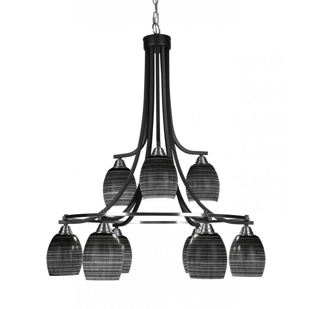 Toltec Company PARAMOUNT 3419-MBBN-4029 Chandelier Art Glass - Black