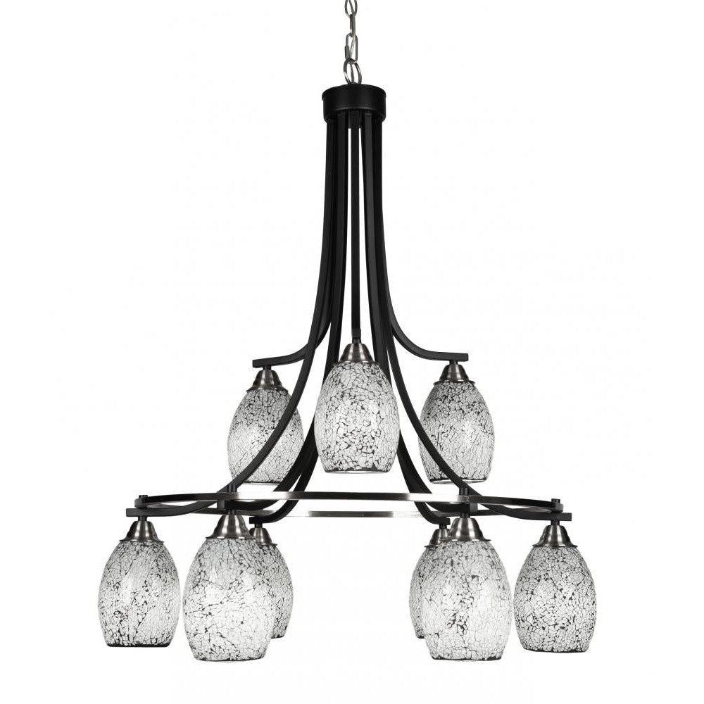 Toltec Company PARAMOUNT 3419-MBBN-4165 Chandelier Art Glass - Black