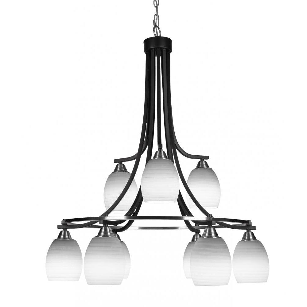 Toltec Company PARAMOUNT 3419-MBBN-615 Chandelier Art Glass - Black