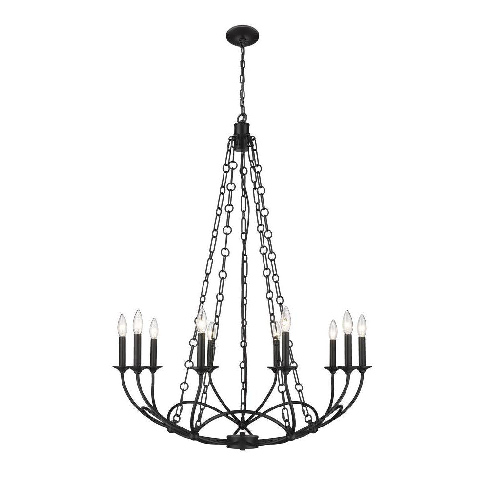 10 Light Chandelier-Matte Black