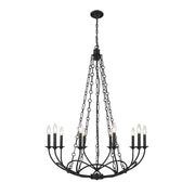 10 Light Chandelier-Matte Black