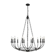 12 Light Chandelier-Matte Black