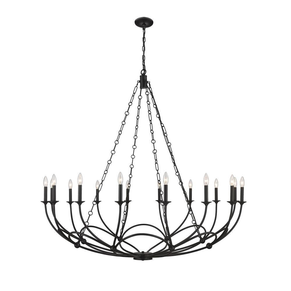 16 Light Chandelier-Matte Black