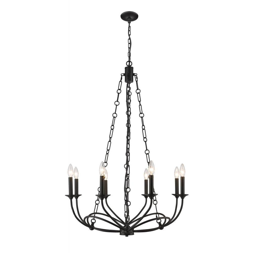 8 Light Chandelier-Matte Black