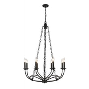 8 Light Chandelier-Matte Black