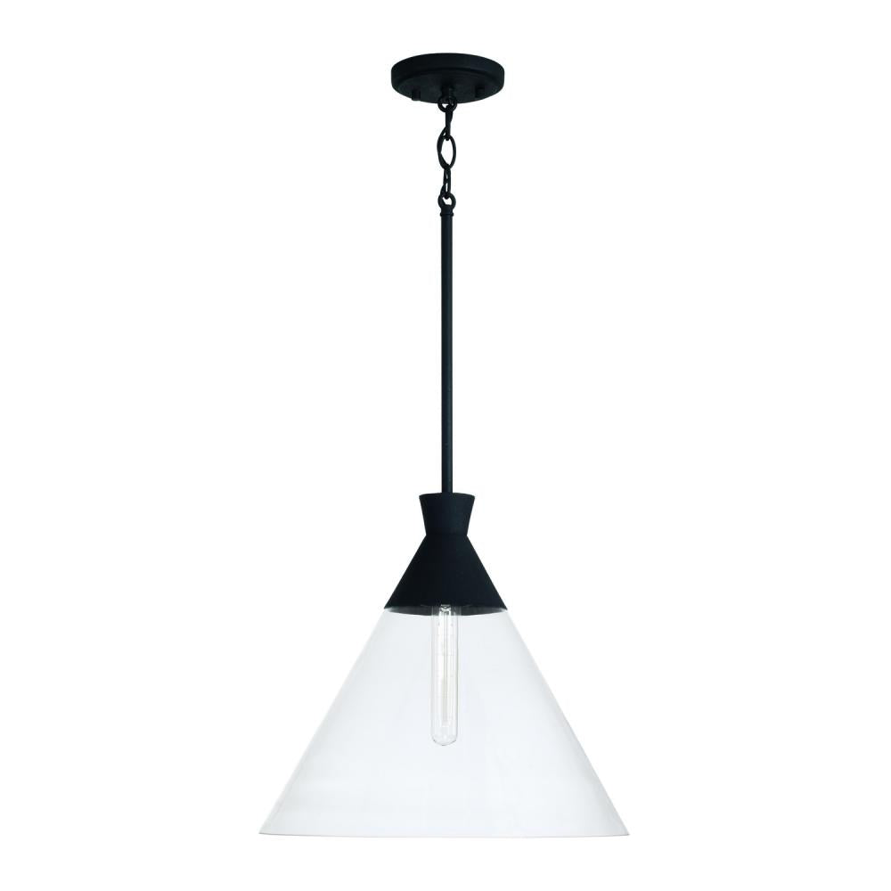 Capital Lighting PALOMA 350311XK Pendant Modern - Textured Black, Clear Glass (OPEN BOX SALE)