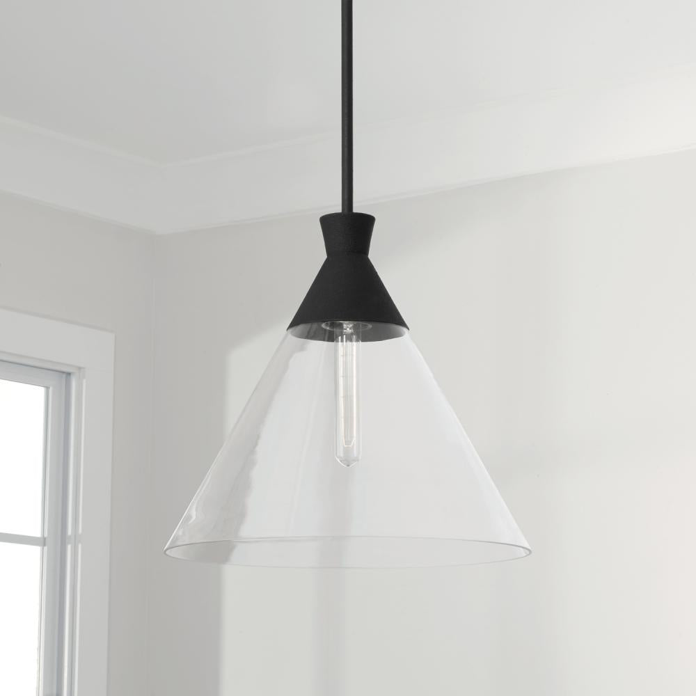 Capital Lighting PALOMA 350311XK Pendant Modern - Textured Black, Clear Glass (OPEN BOX SALE)