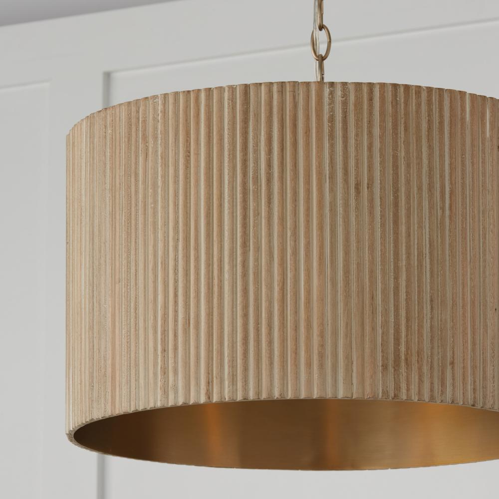 Capital Lighting DONOVAN 350741WS Pendant Transitional - White Wash And Matte Brass