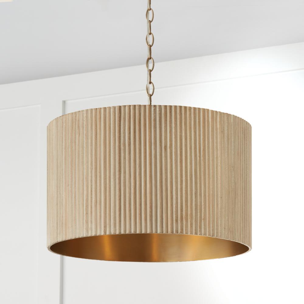 Capital Lighting DONOVAN 350741WS Pendant Transitional - White Wash And Matte Brass