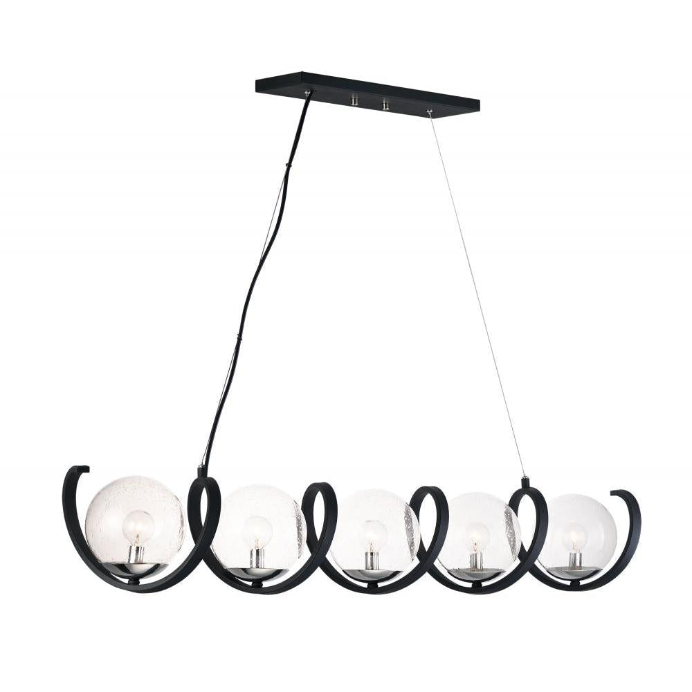 Curlicue 49.25 Inch 5 Light Pendant – Black / Polished Nickel