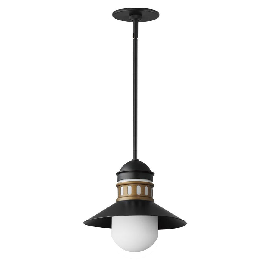 Maxim Lighting 35121SWBKAB Outdoor 12 Inch Pendant – Black / Antique Brass