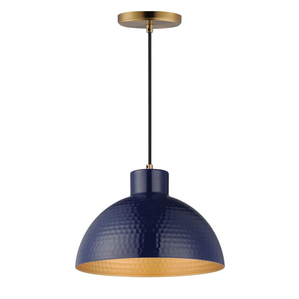 Rockport 12 Inch Semi Flush Mount Light – Glossy Navy / Natural Aged Brass