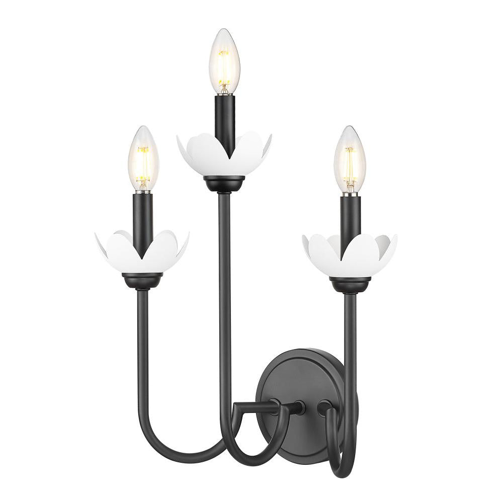 3 Light Wall Sconce-Clear Ribbed