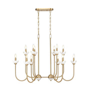 12 Light Linear Chandelier-Clear Ribbed