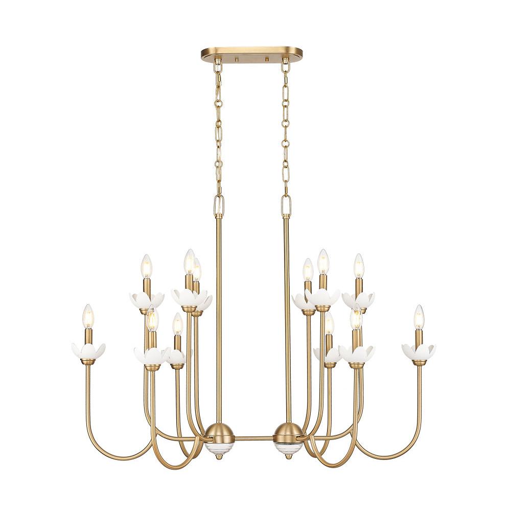 12 Light Linear Chandelier-Clear Ribbed
