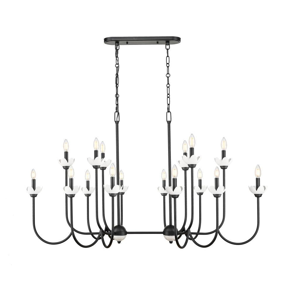 16 Light Linear Chandelier-Clear Ribbed