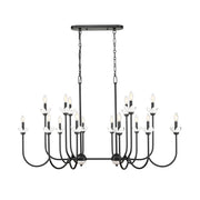16 Light Linear Chandelier-Clear Ribbed