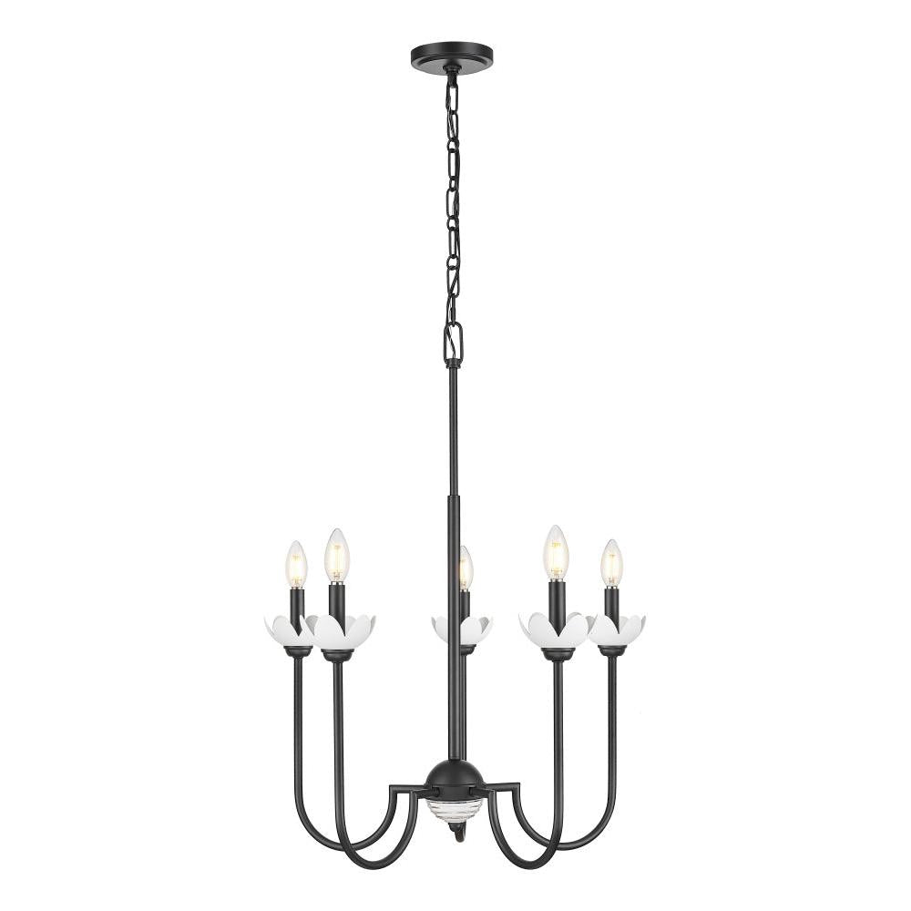 5 Light Chandelier-Clear Ribbed
