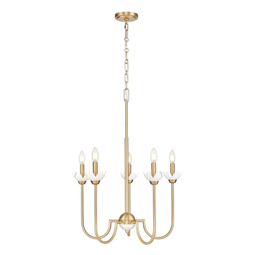 5 Light Chandelier-Clear Ribbed