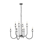 8 Light Chandelier-Clear Ribbed