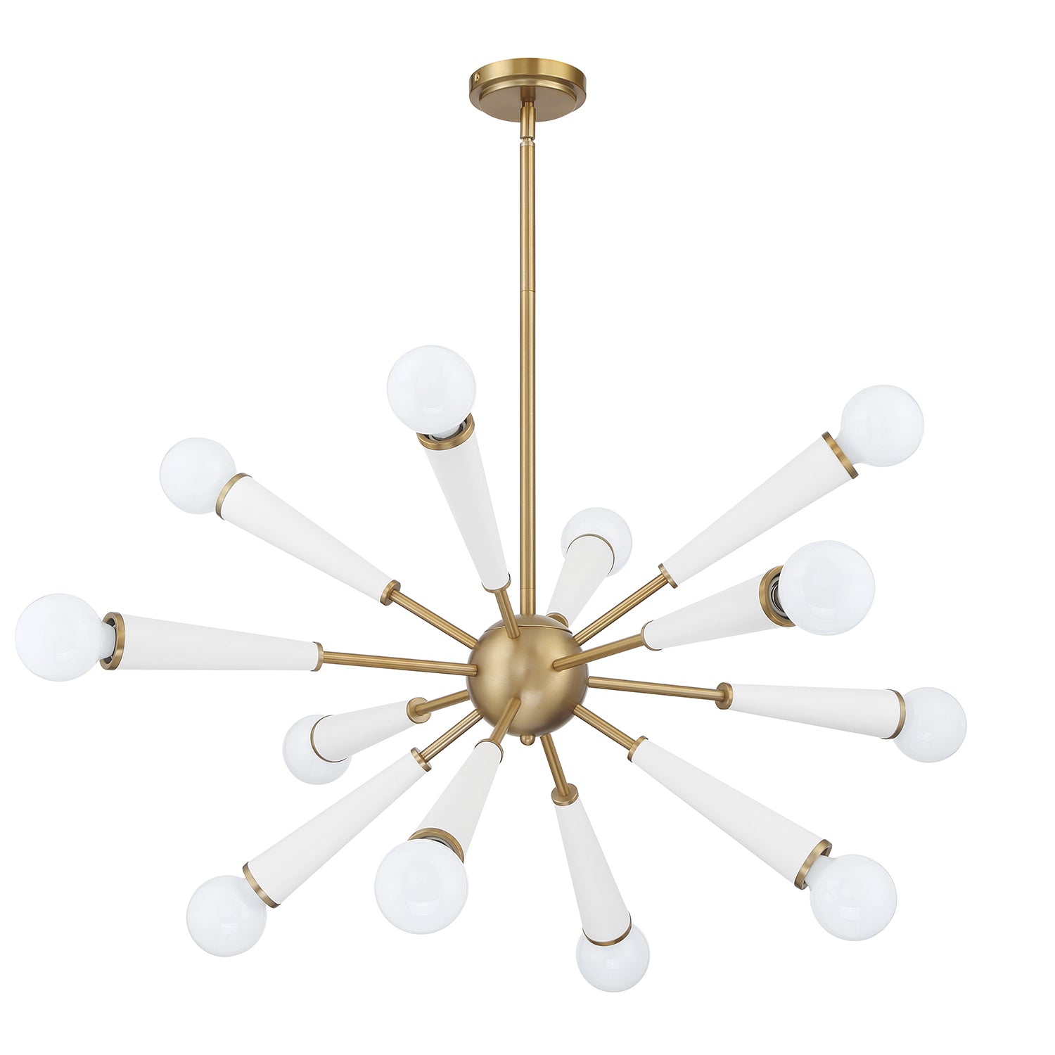 Crystorama Zodiac 3812-AG-MT – 34 Inch – 12 Light – Chandelier – Aged Brass + Matte White – Damp Rated