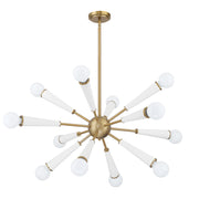 Crystorama Zodiac 3812-AG-MT – 34 Inch – 12 Light – Chandelier – Aged Brass + Matte White – Damp Rated