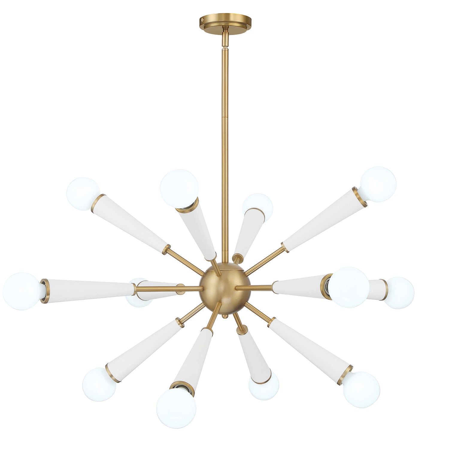 Crystorama Zodiac 3812-AG-MT – 34 Inch – 12 Light – Chandelier – Aged Brass + Matte White – Damp Rated