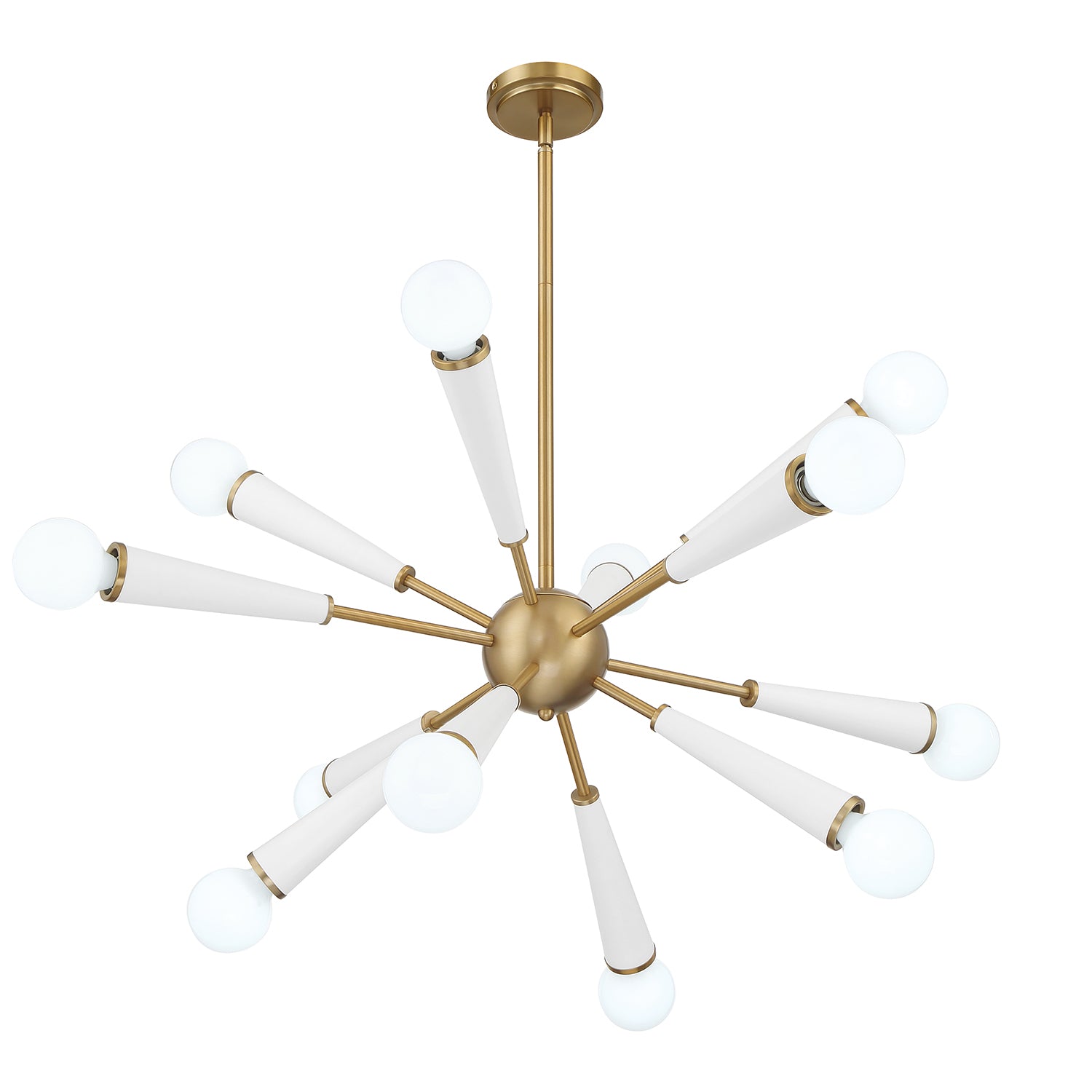 Crystorama Zodiac 3812-AG-MT – 34 Inch – 12 Light – Chandelier – Aged Brass + Matte White – Damp Rated