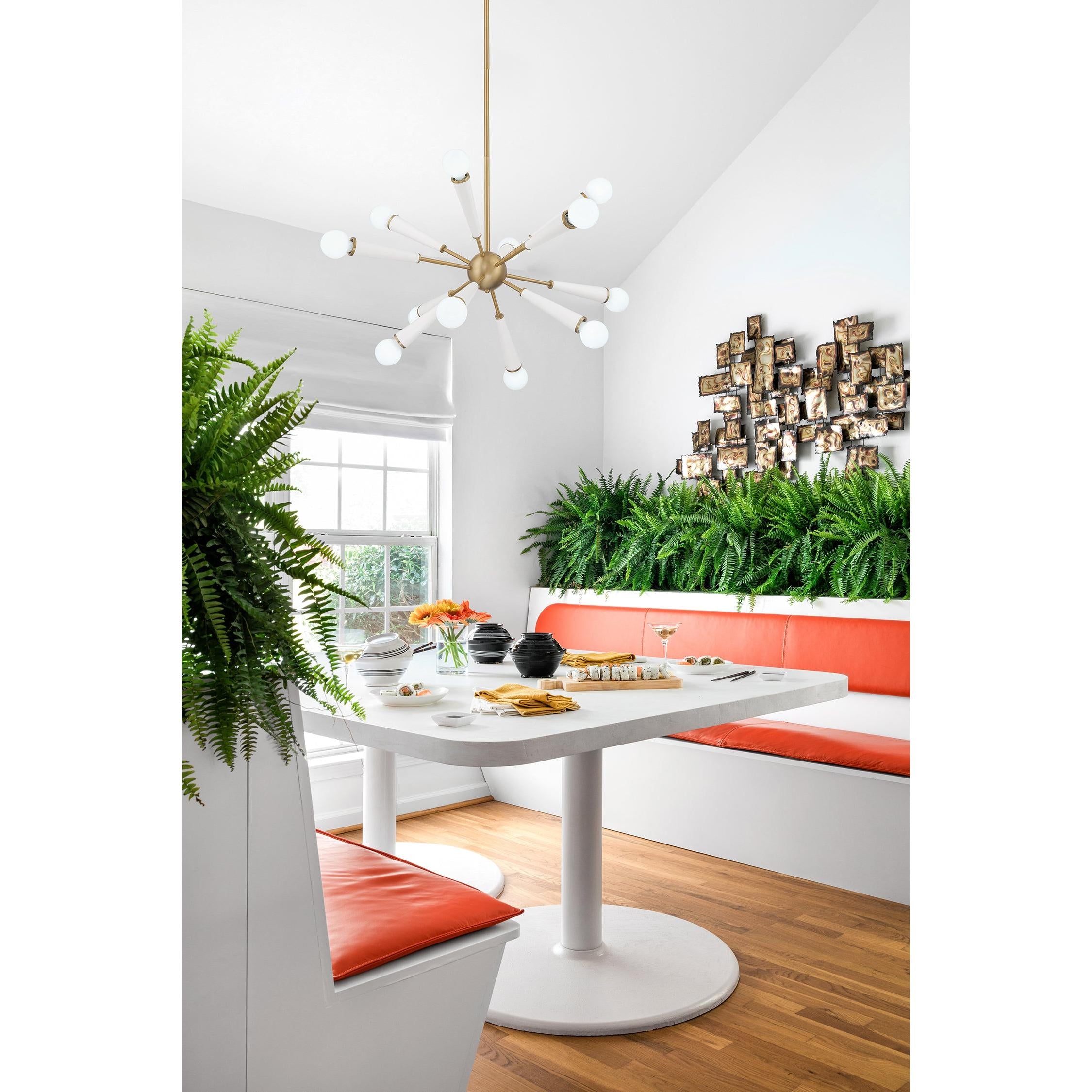 Crystorama Zodiac 3812-AG-MT – 34 Inch – 12 Light – Chandelier – Aged Brass + Matte White – Damp Rated