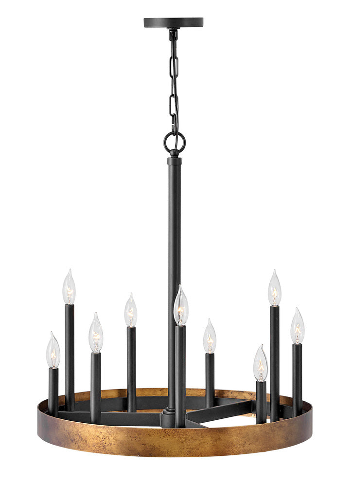 Hinkley Lighting WELLS 3866WA Chandelier Industrial - Weathered Brass