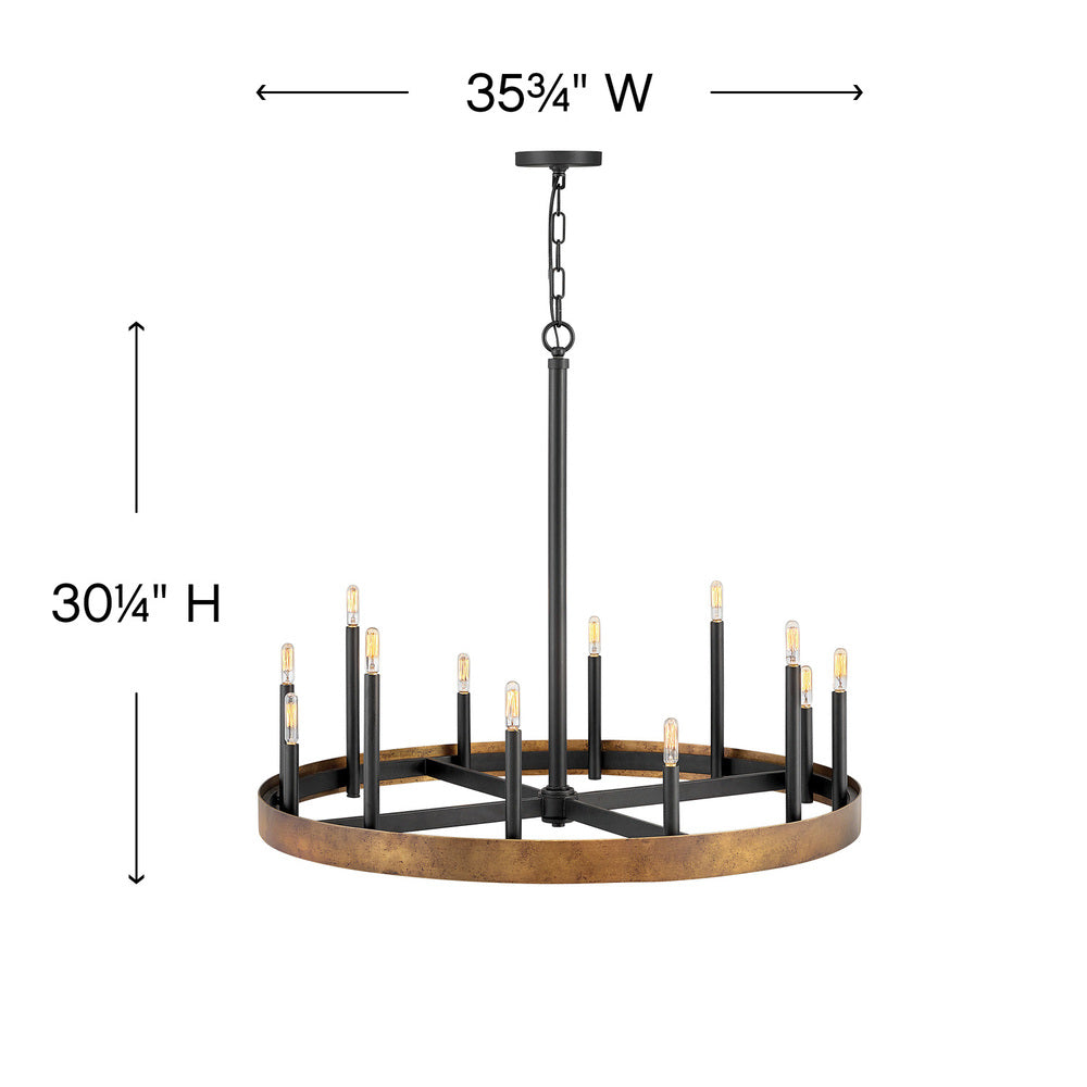 Hinkley Lighting WELLS 3869WA Chandelier Industrial - Weathered Brass