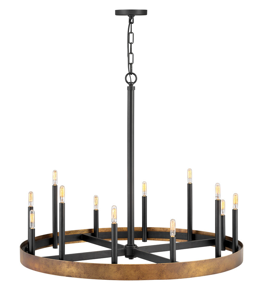 Hinkley Lighting WELLS 3869WA Chandelier Industrial - Weathered Brass